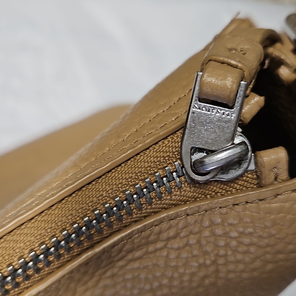 All Saints Round Tan Pebbled Leather Crossbody Bag Silver Hardware - Picture 9 of 14